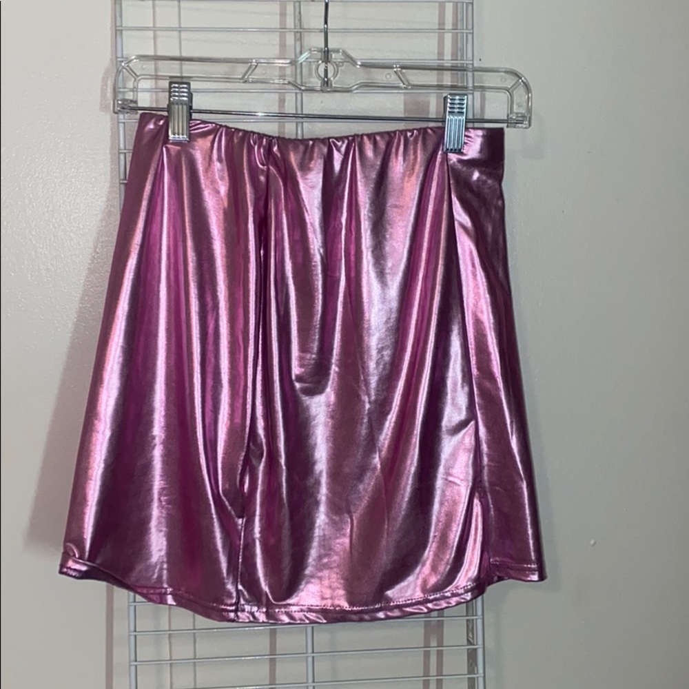 metallic pink skirt